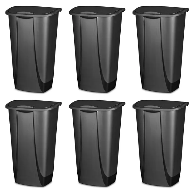 sterilite-11-gallon-swingtop-wastebasket-with-lid-black-6-pack-with-lids-6-lids- image 1
