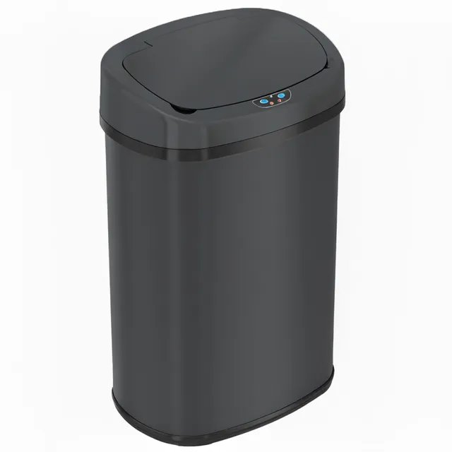 itouchless-13-gallon-gunmetal-gray-stainless-steel-touchless-sensor-kitchen-tras image 1