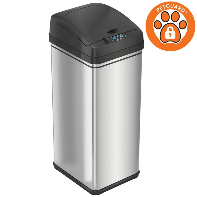 itouchless-13-gallon-stainless-steel-dog-proof-sensor-trash-can-with-petguard-li image 1