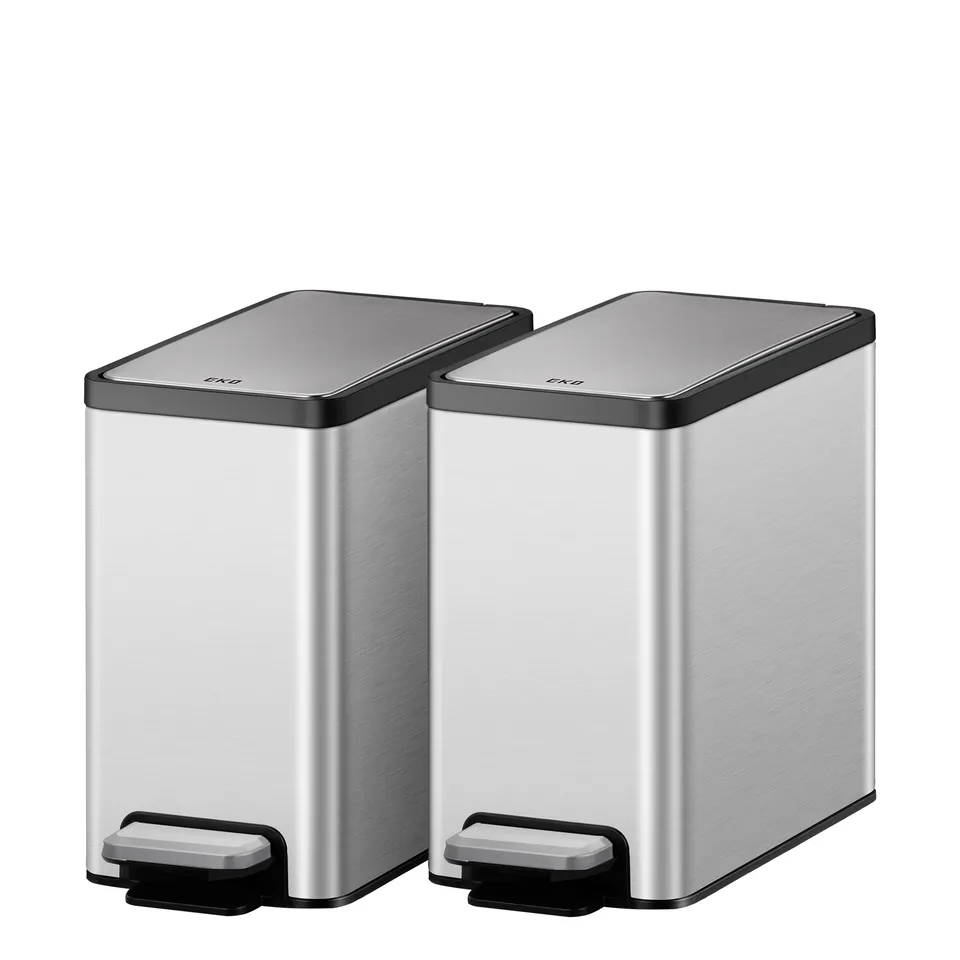eko-ecocasa-ii-slim-step-trash-can-2-pack-6l-1-6-gal-each-with-fingerprint-resis image 1