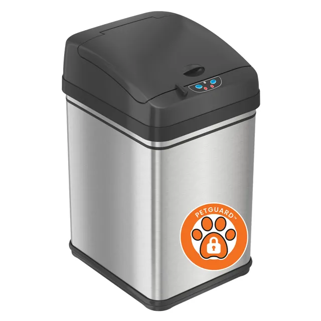 itouchless-8-gallon-dog-proof-sensor-trash-can-stainless-steel-lid-lock-odor-fil image 1