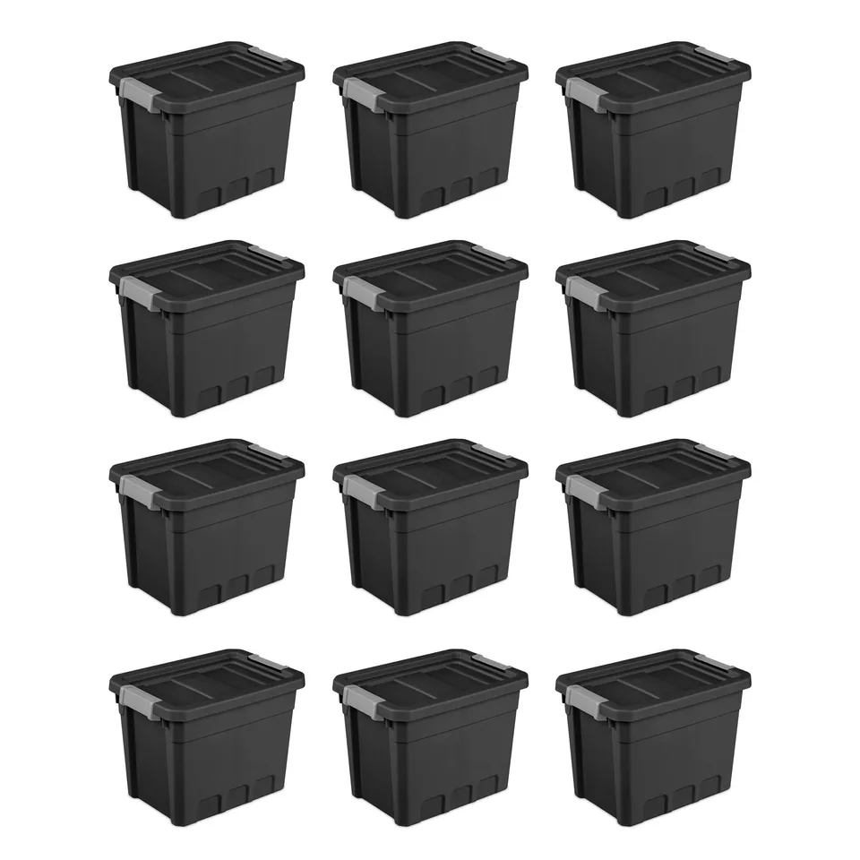 sterilite-12-pack-plastic-storage-bins-with-lids-7-5-gallon-black image 1