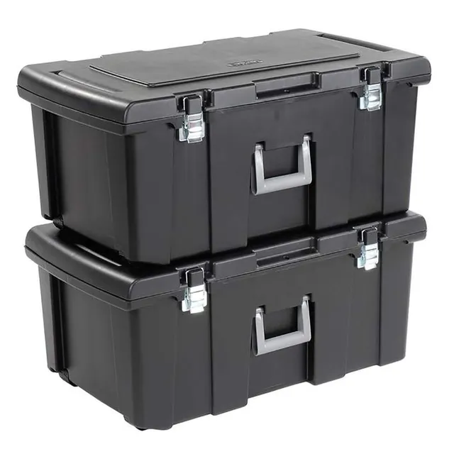 sterilite-18429002-footlocker-with-titanium-handle-black-pack-of-2 image 1