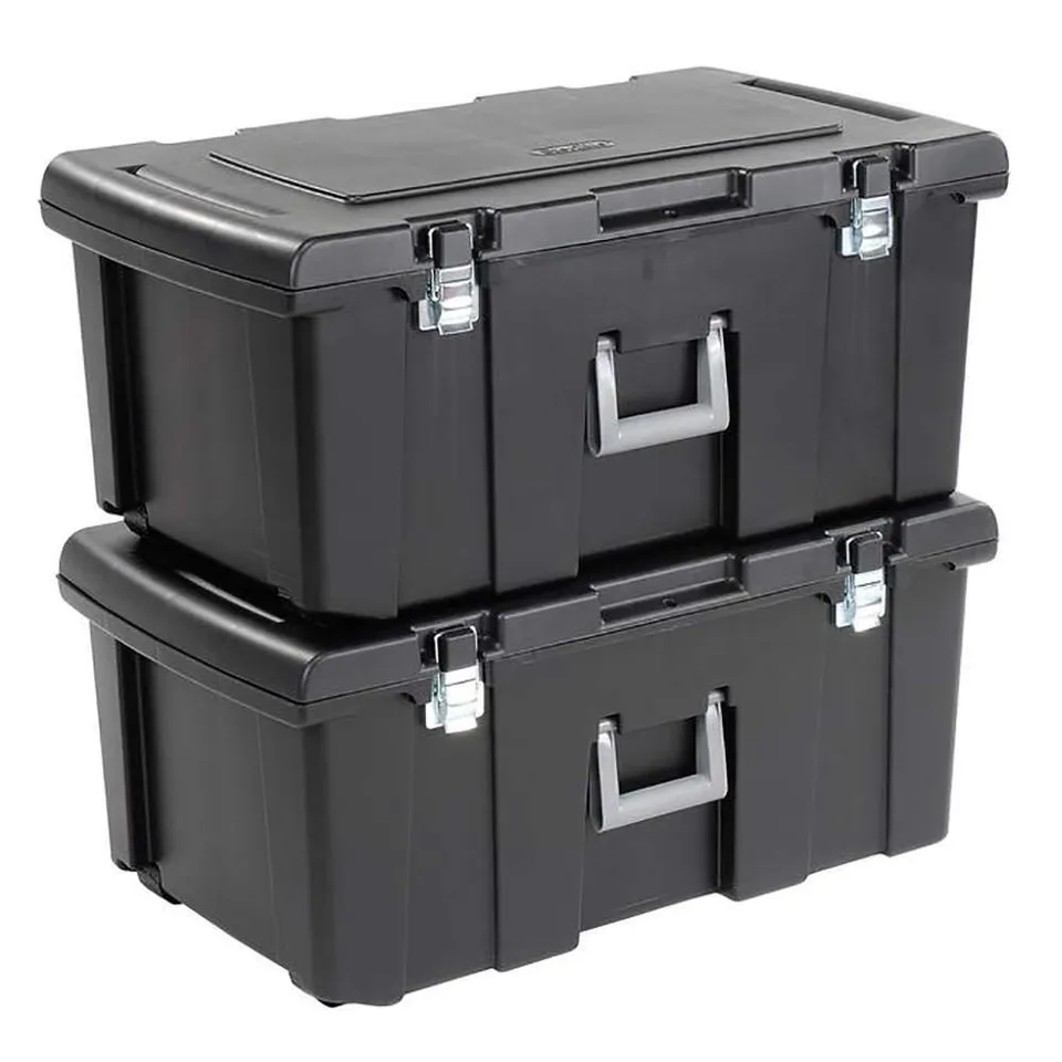 sterilite-18429002-footlocker-with-titanium-handle-black-pack-of-2 image 1