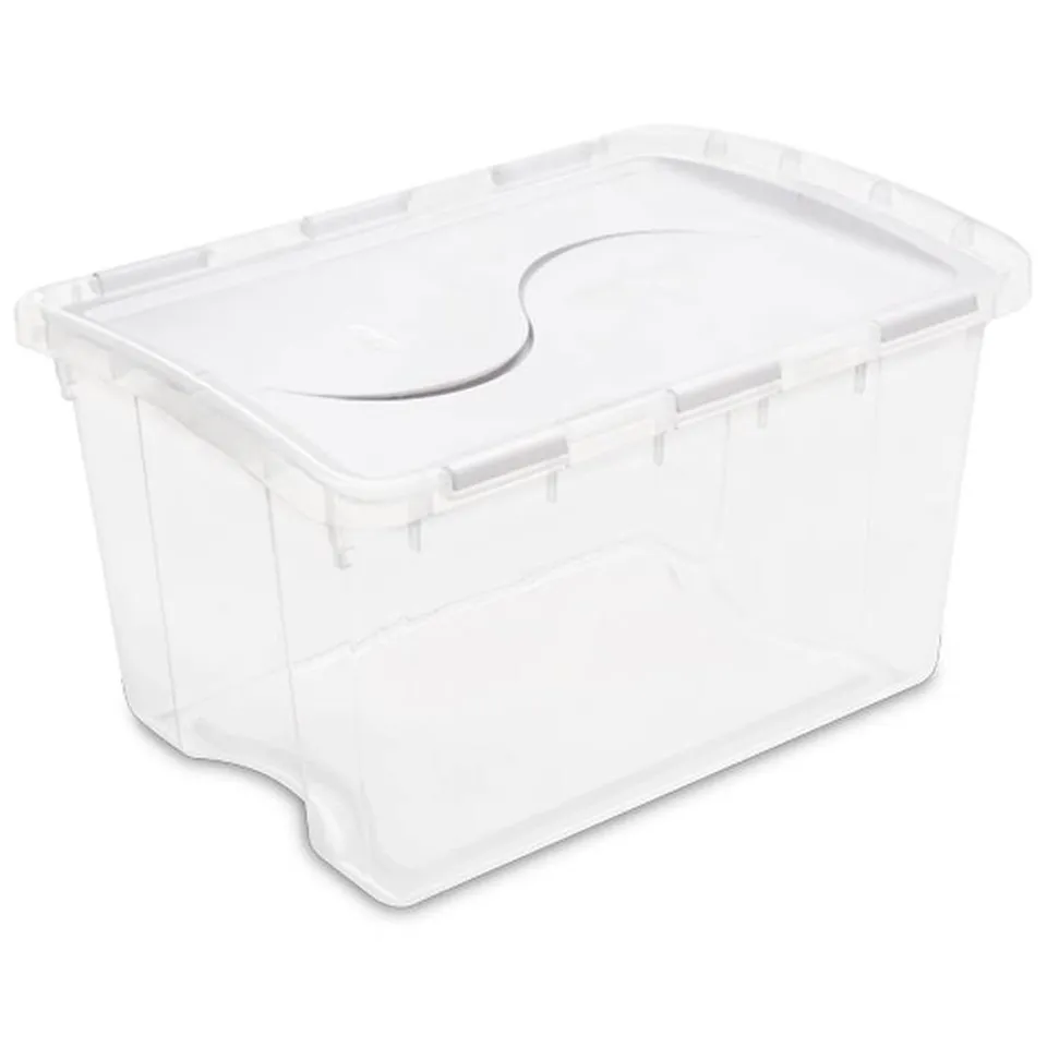 sterilite-48-quart-multipurpose-clear-storage-box-tote-with-secure-hinged-lid-30 image 1