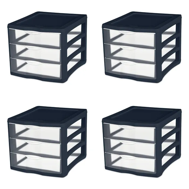 sterilite-3-drawer-unit-clear-drawers-blue-cove image 1