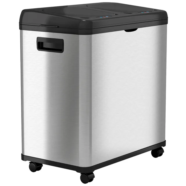 itouchless-16-gallon-61-liter-dual-compartment-sensor-trash-can-and-recycle-bin- image 1