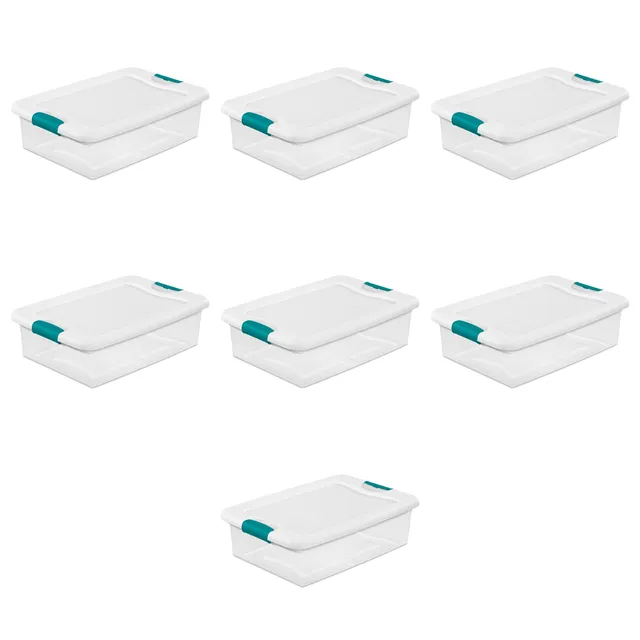 sterilite-32-qt-clear-stackable-storage-boxes-with-white-latching-lids-7-pack image 1