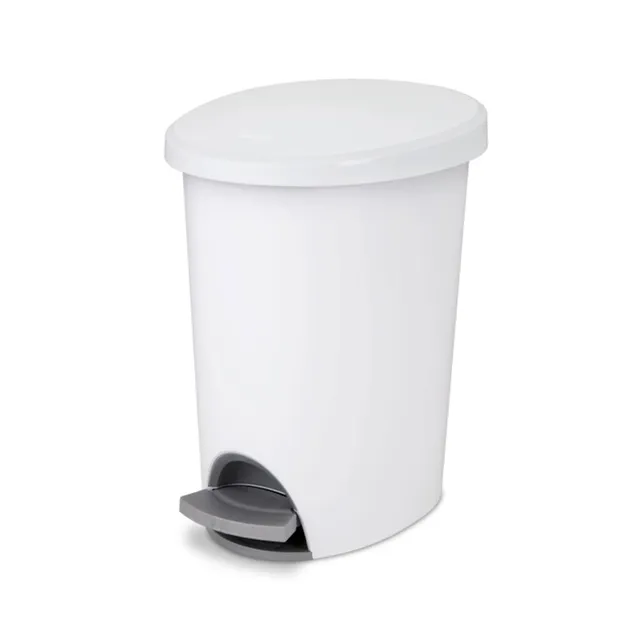 sterilite-2-6-gallon-ultra-stepon-wastebasket-with-lid-2-pack-white-plastic-peda image 1