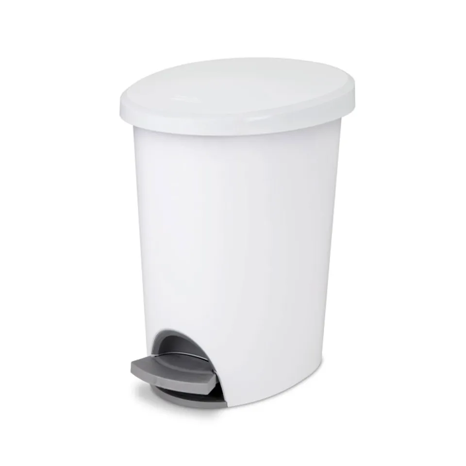 sterilite-2-6-gallon-ultra-stepon-wastebasket-with-lid-2-pack-white-plastic-peda image 1