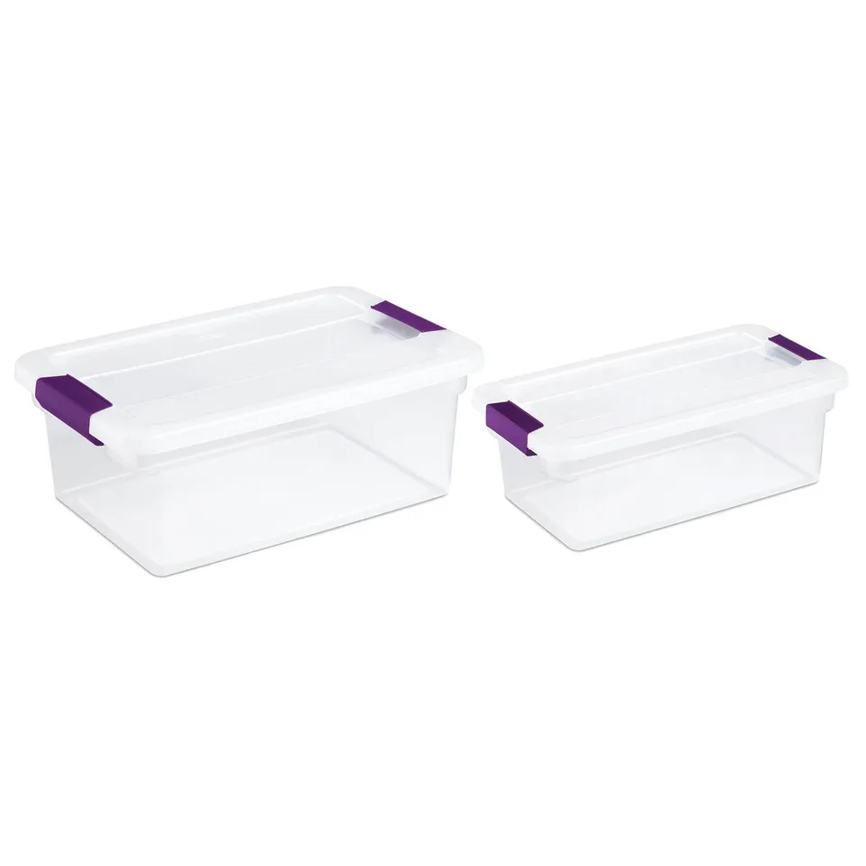 sterilite-15-quart-6-quart-clear-plastic-storage-totes-with-lids-24-pack image 1