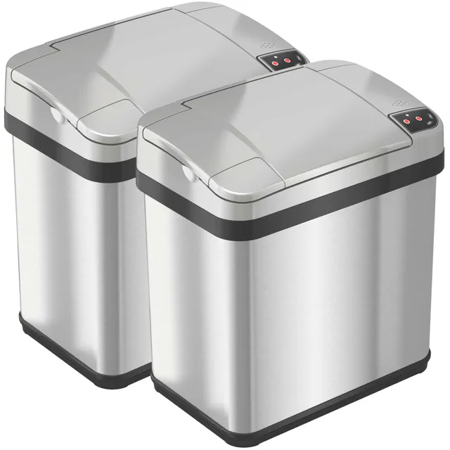 itouchless-2-5-gallon-stainless-steel-sensor-bathroom-trash-can-2-pack-with-abso image 1