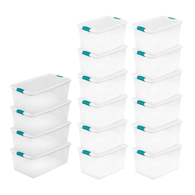sterilite-106-quart-64-quart-latching-clear-plastic-storage-totes-with-hinged-li image 1