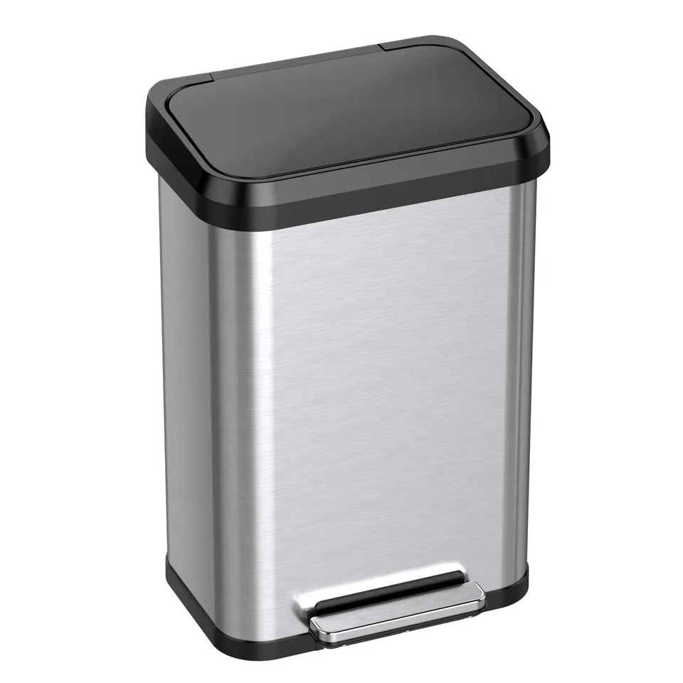 itouchless-softstep-exp-50l-13-2-gallon-stainless-steel-step-pedal-kitchen-trash image 1