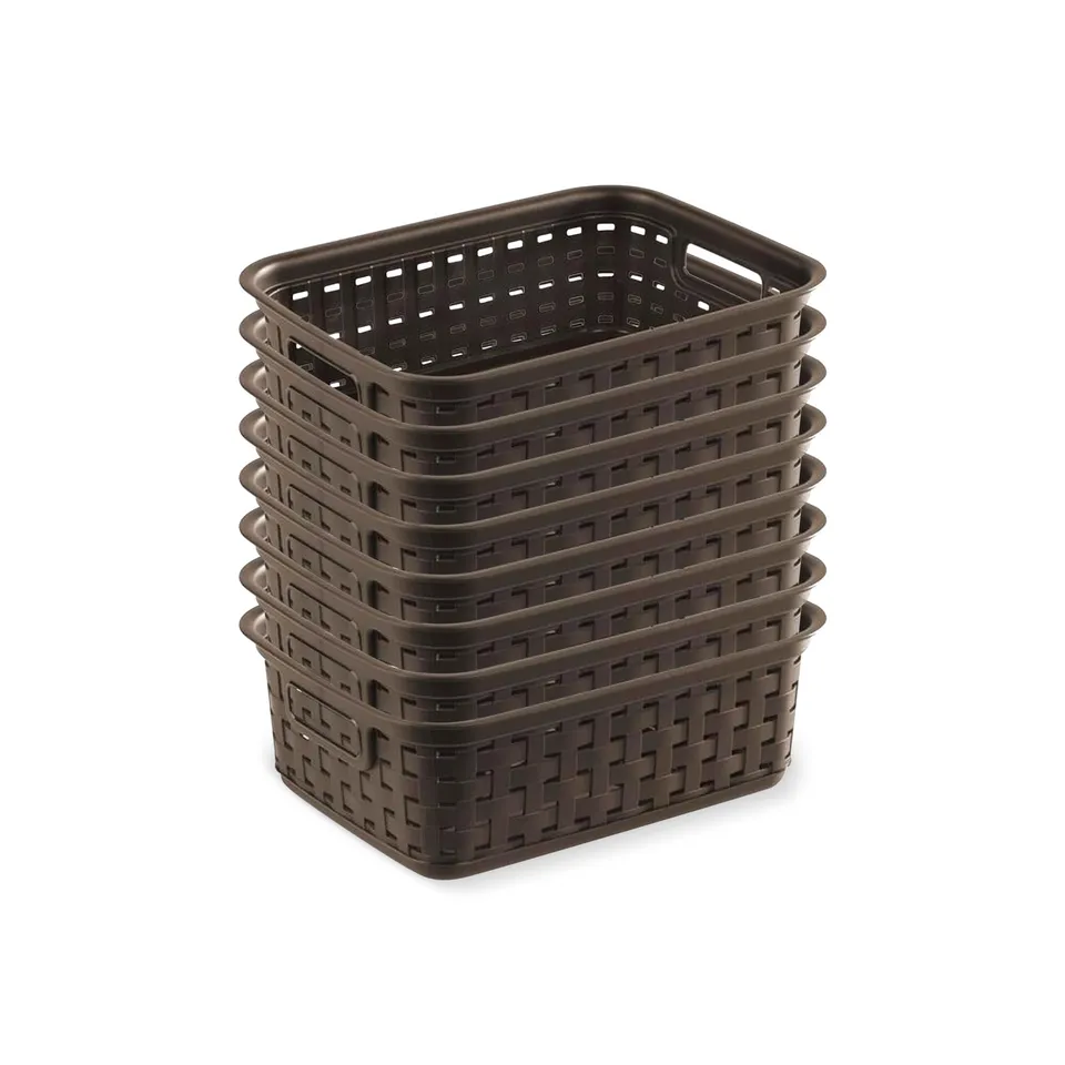 sterilite-small-multipurpose-basketweave-storage-basket-11-inch-8-pack-espresso image 1