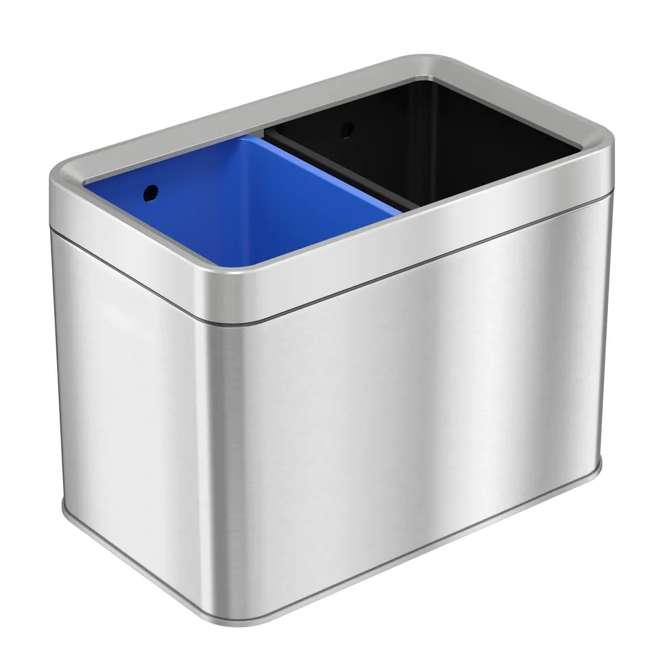 itouchless-20-liter-5-3-gallon-dual-compartment-open-top-trash-can-recycle-bin-s image 1