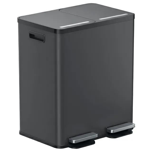 itouchless-61l-16-gal-softstep-stainless-steel-dual-compartment-trash-and-recycl image 1