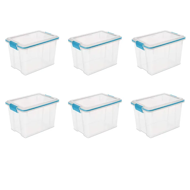 sterilite-20-qt-gasket-box-stackable-storage-bin-with-latching-lid-tight-seal-cl image 1