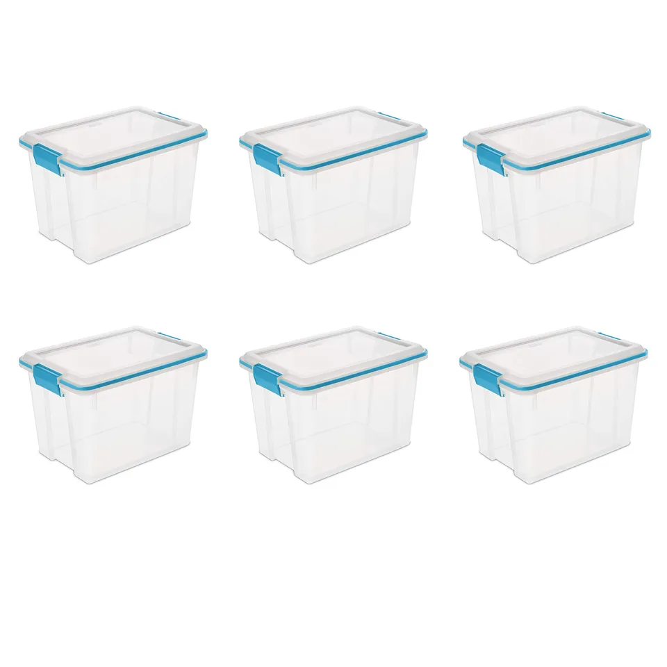 sterilite-20-qt-gasket-box-stackable-storage-bin-with-latching-lid-tight-seal-cl image 1