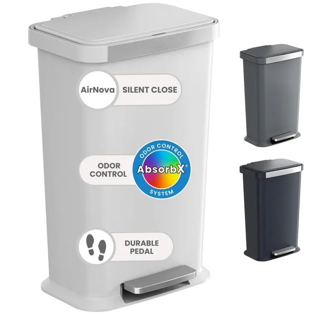 itouchless-softstep-13-2-gal-step-pedal-kitchen-trash-can-with-odor-filter-white image 1