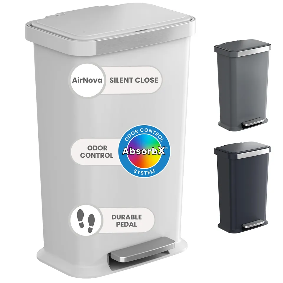 itouchless-softstep-13-2-gal-step-pedal-kitchen-trash-can-with-odor-filter-white image 1