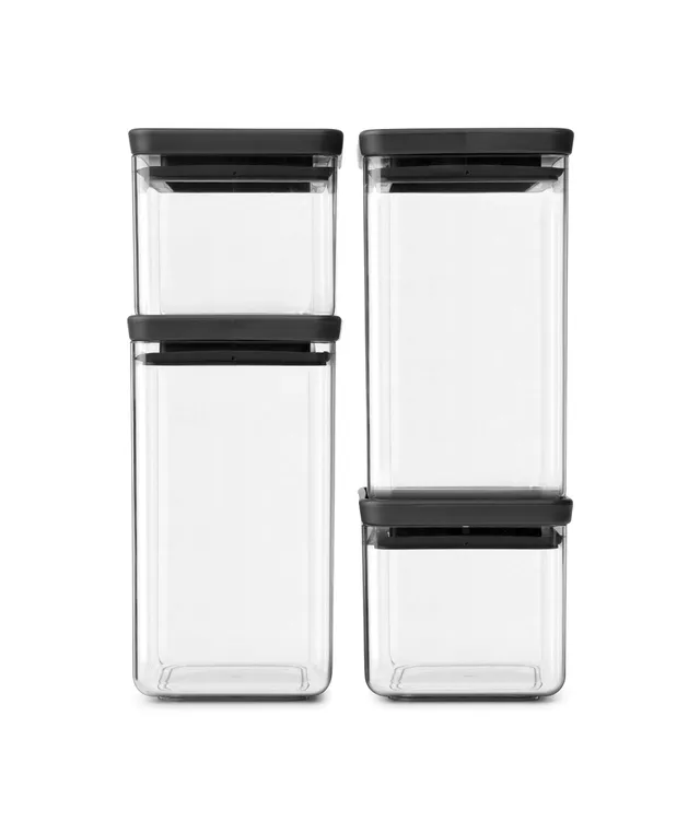 brabantia-tasty-4pc-stackable-food-canisters-set-dark-gray-2x-0-7qt-2x-1-7qt-bpa image 1