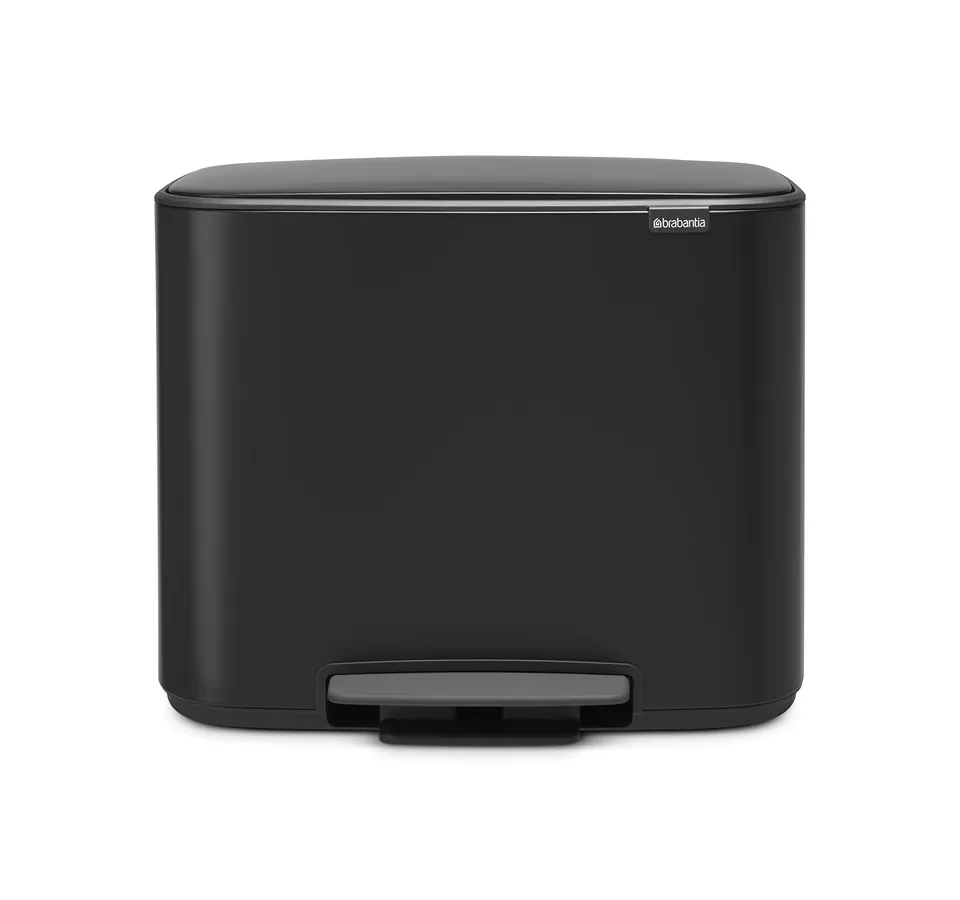 brabantia-bo-step-on-kitchen-trash-can-with-single-compartment-matt-black-9-5-ga image 1