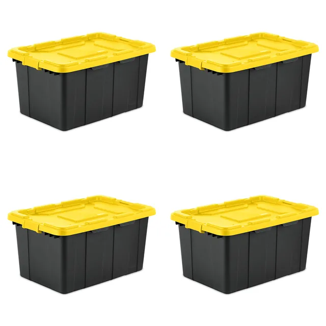 sterilite-27-gallon-industrial-tote-with-drip-resistant-lid-4-pack-yellow-lily-l image 1