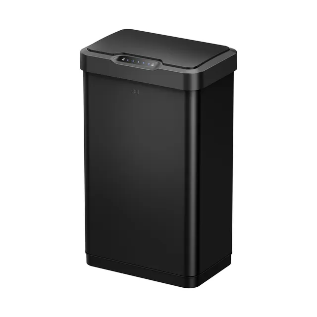 eko-mirage-t-50-liter-13-gallon-stainless-steel-motion-sensor-trash-can-matte-bl image 1