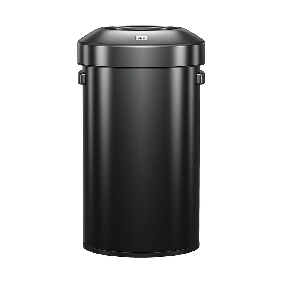 eko-urban-round-open-top-commercial-grade-trash-can-60l-16-gal-black-stainless-s image 1