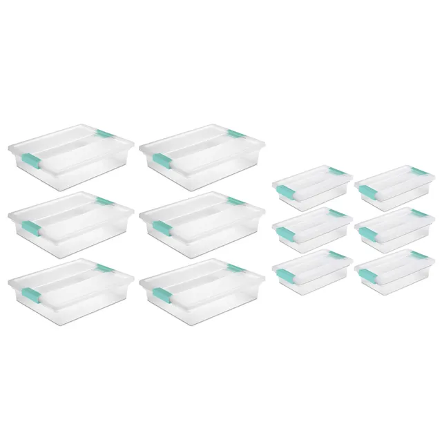 sterilite-large-small-clip-clear-storage-boxes-12-pack image 1