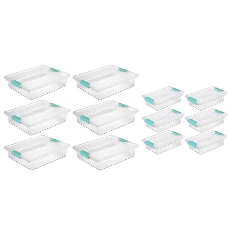 sterilite-large-small-clip-clear-storage-boxes-12-pack image 1