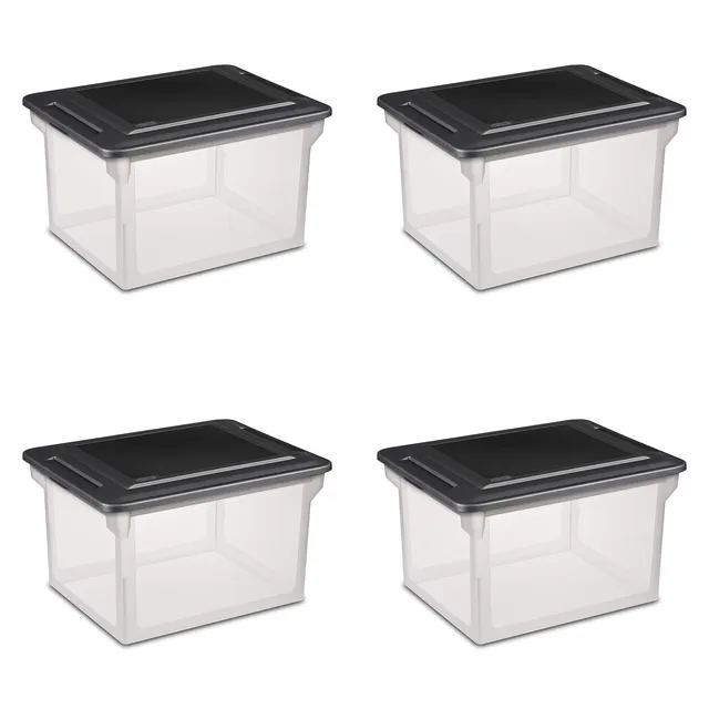 sterilite-4-pack-file-box-clear-storage-tote-with-black-lid-for-letter-legal-han image 1