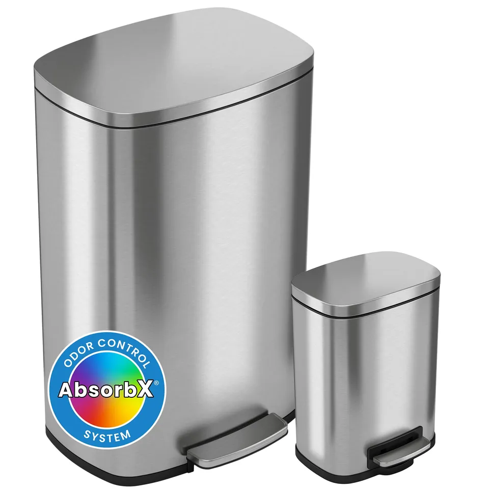 itouchless-softstep-combo-pack-13-2-1-32-gallon-kitchen-and-bathroom-trash-cans- image 1