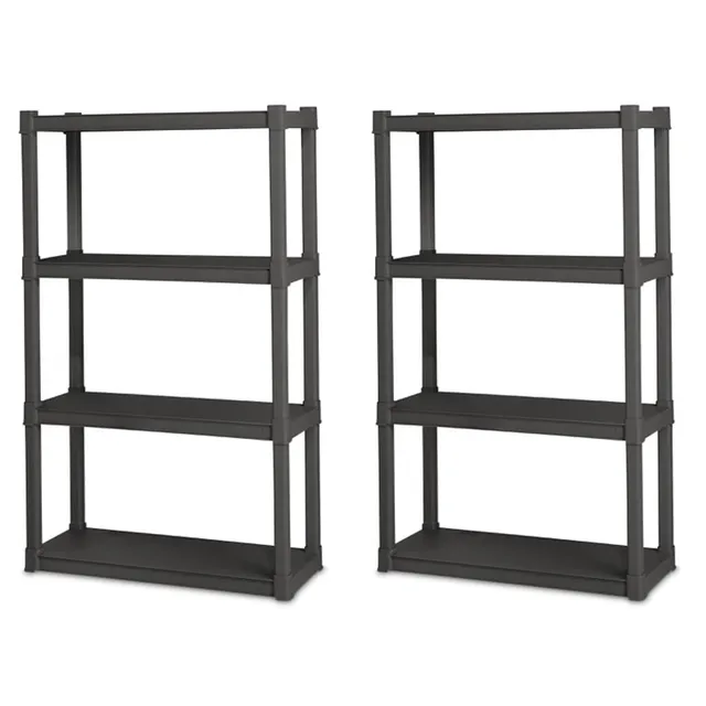 sterilite-2-pack-heavy-duty-plastic-storage-shelves-4-shelf-shelving-unit-gray-g image 1