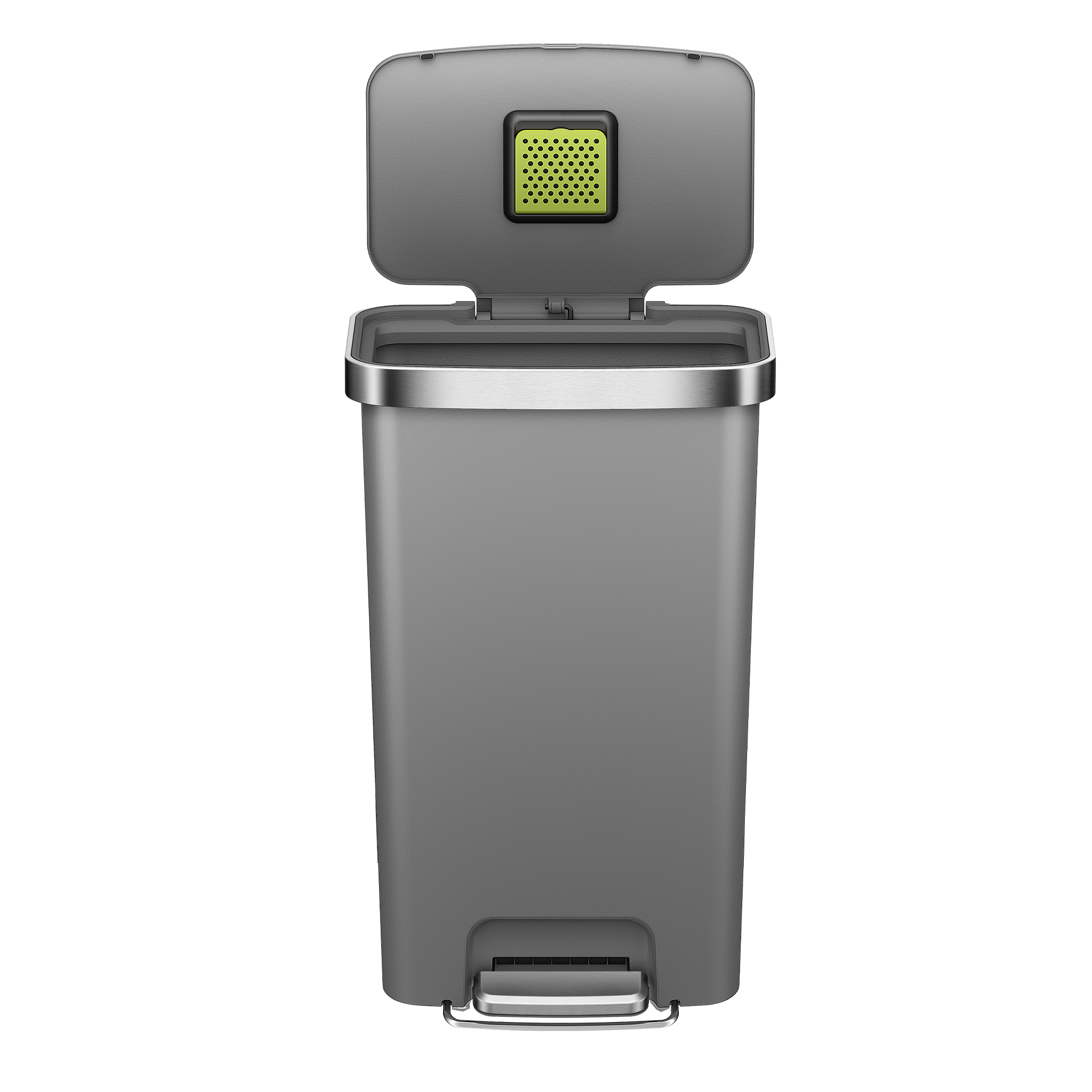 eko-hana-45l-11-9-gallon-plastic-resin-step-kitchen-trash-can-grey image 1
