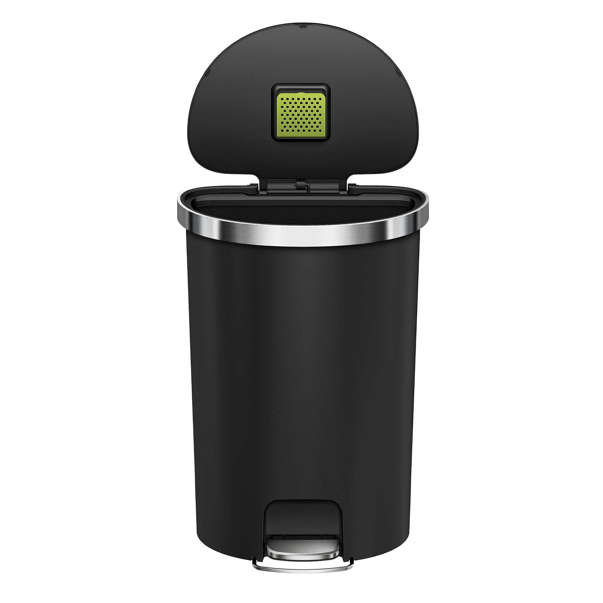 eko-hana-semi-round-55l-14-5-gallon-step-trash-can-with-wheels-black image 1