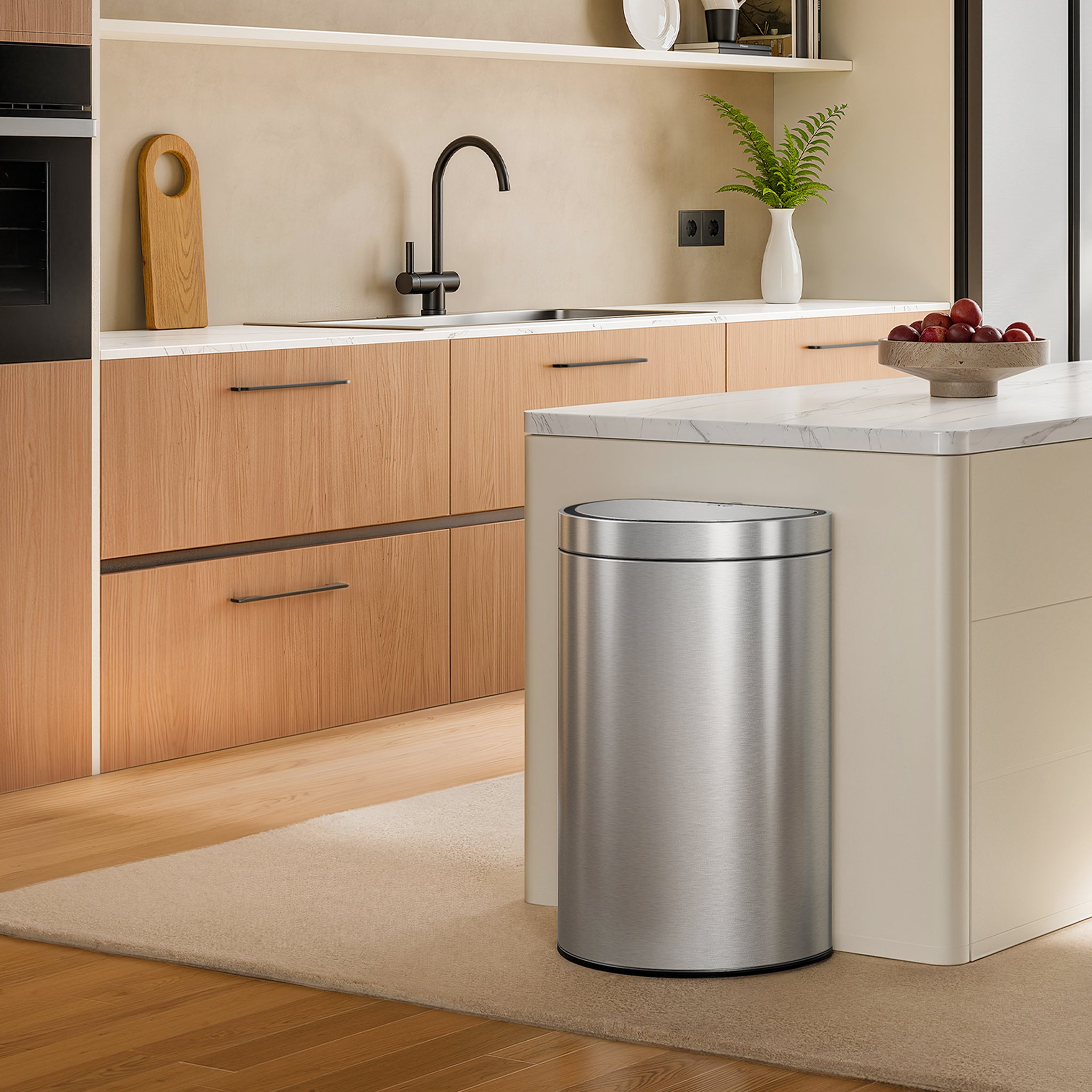 eko-mirage-semi-round-47l-12-4-gallon-motion-sensor-trash-can-matte-stainless-st image 2
