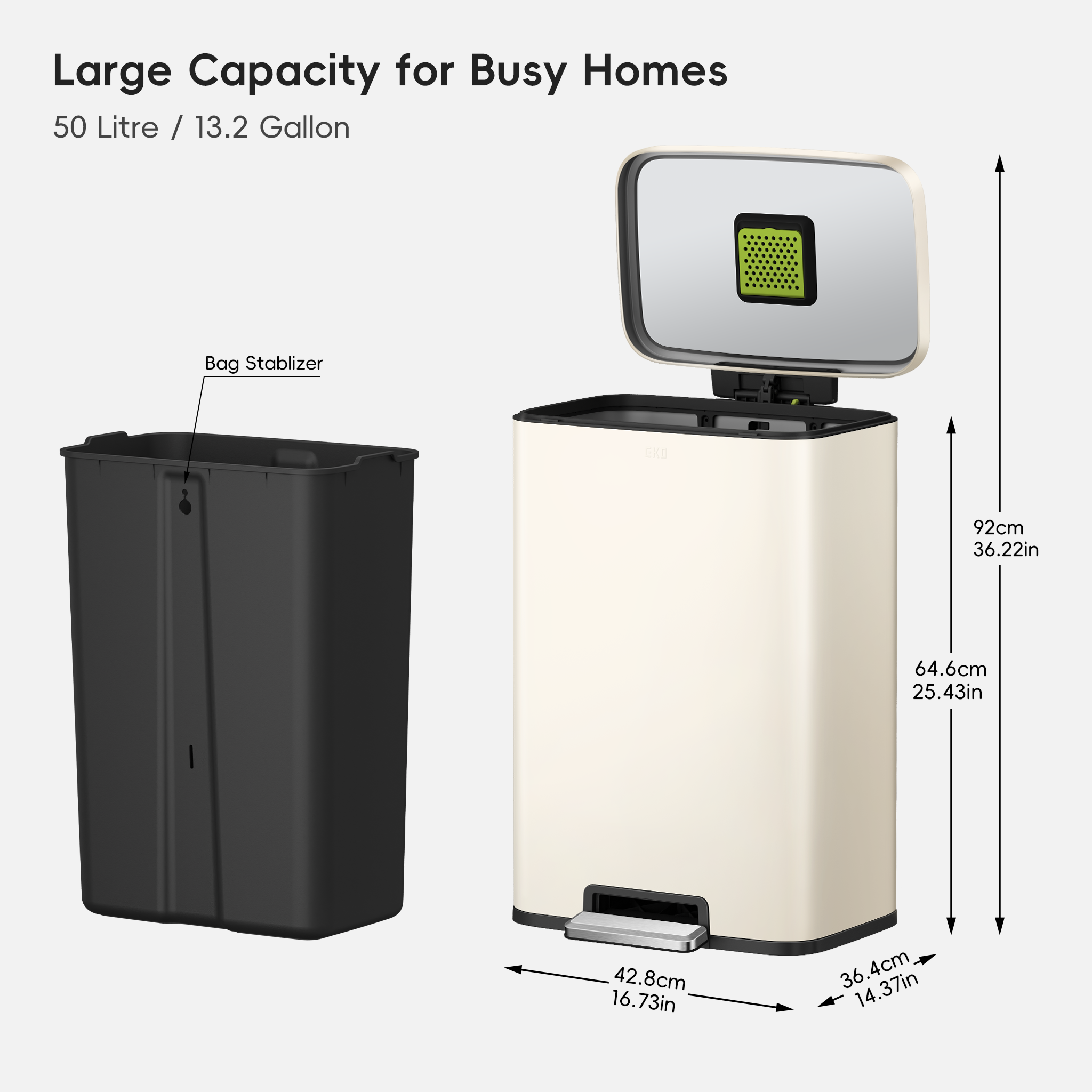 eko-madison-vanilla-steel-50-liter-13-2-gallon-step-trash-can-with-inner-liner-f image 8