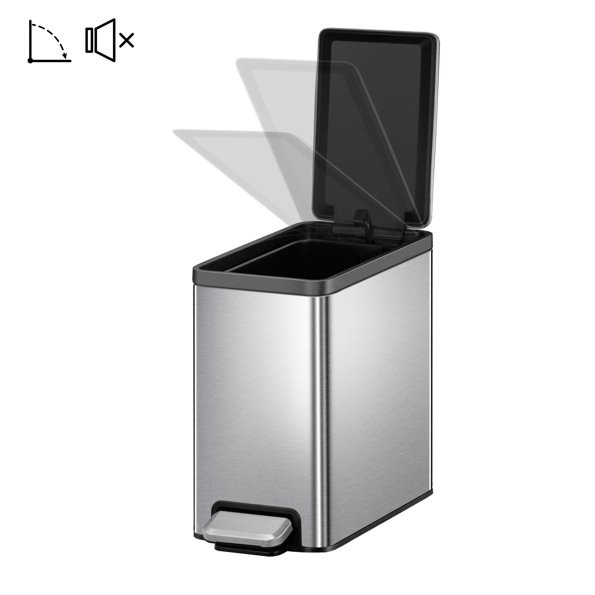eko-ecocasa-ii-slim-step-can-with-liner-6l-1-6-gal-matte-stainless-steel image 2