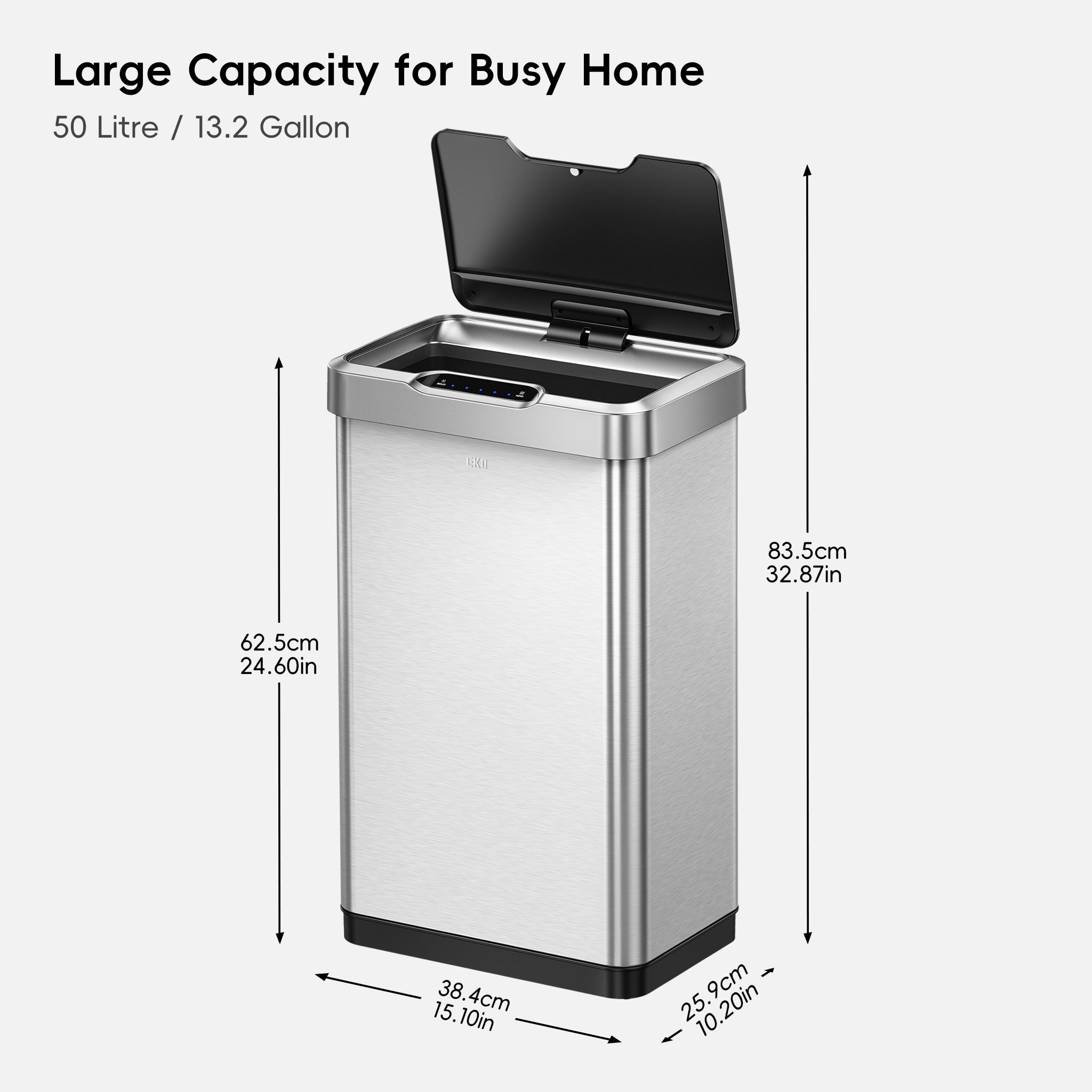 eko-mirage-t-50-liter-13-gallon-motion-sensor-can-stainless-steel image 8
