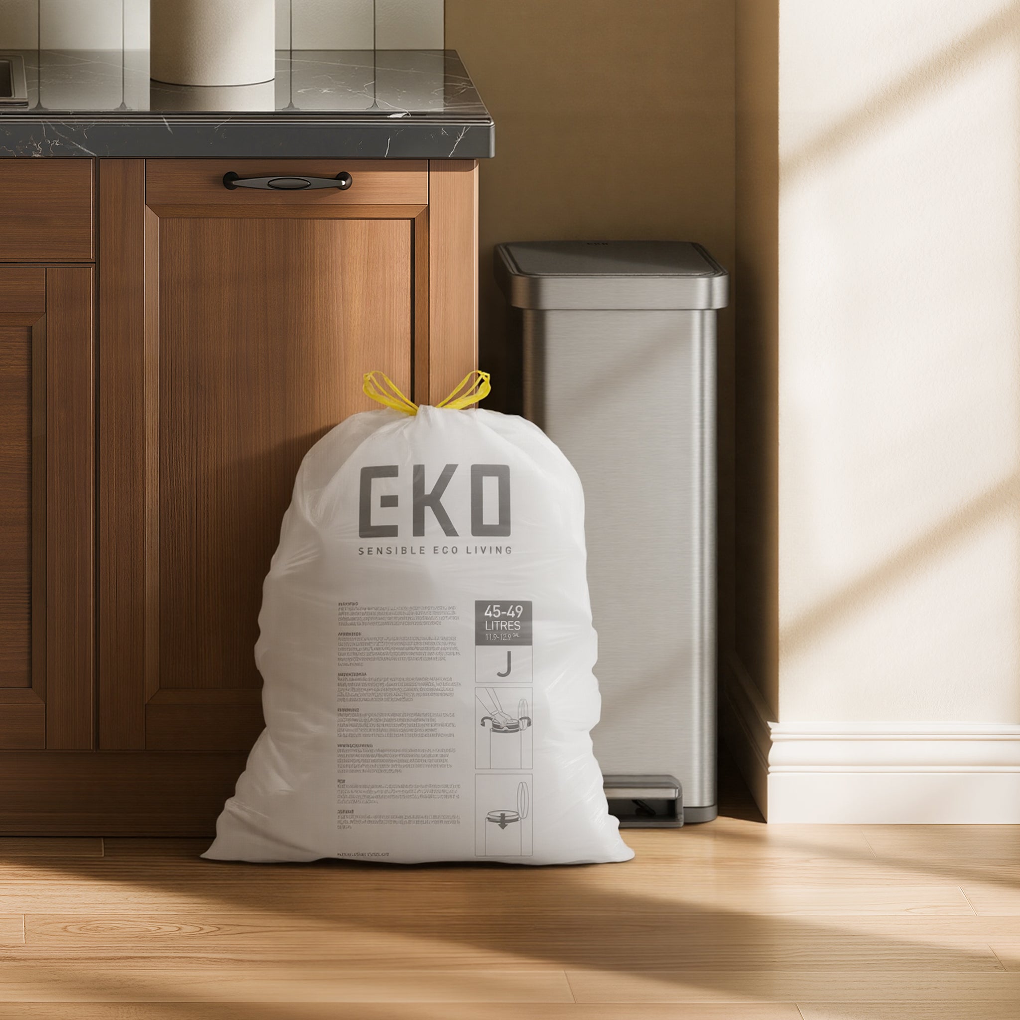 eko-code-j-12-9-gallon-45-49l-easy-dispense-roll-trash-bags-110-count-1-mil-dura image 2