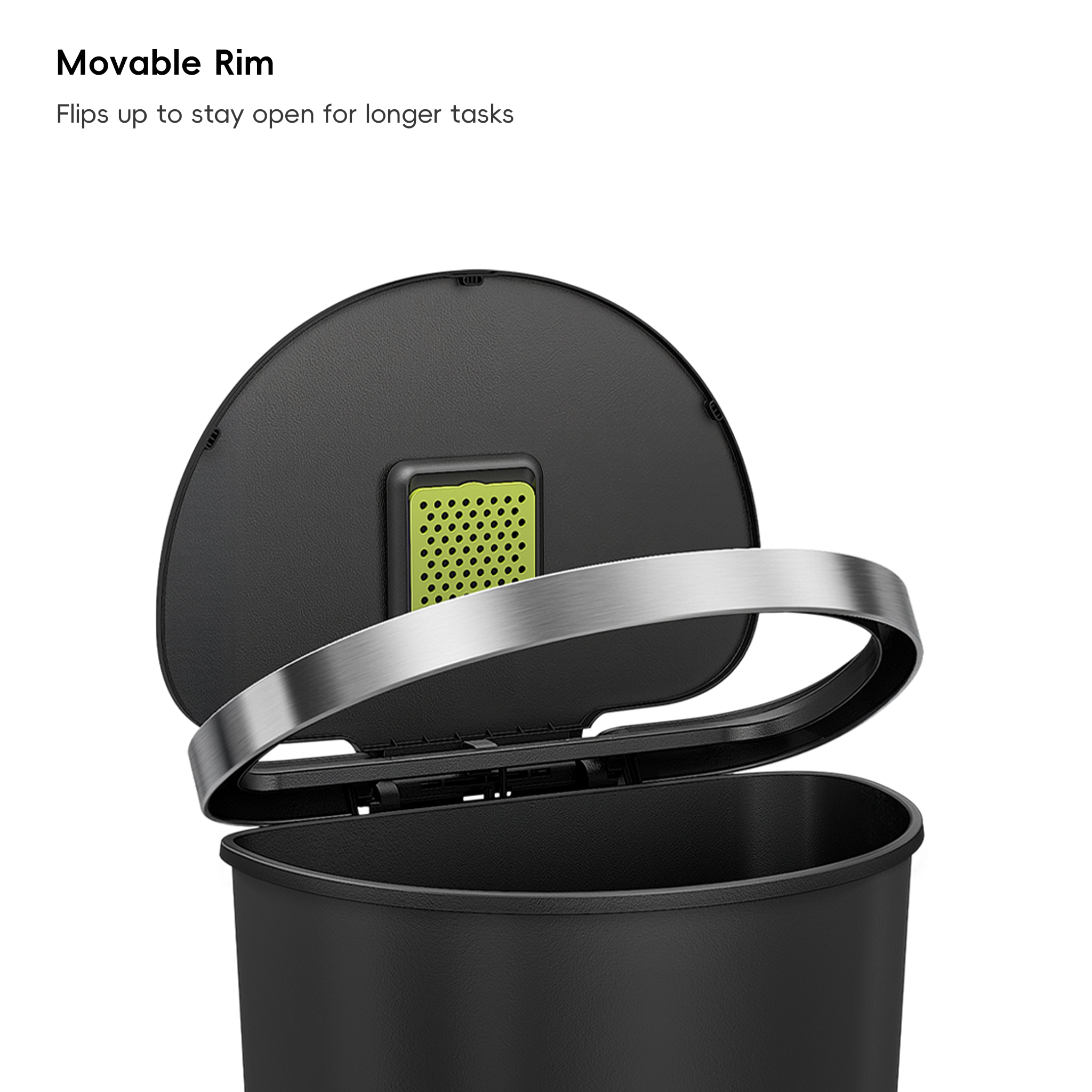 eko-hana-semi-round-55l-14-5-gallon-step-trash-can-with-wheels-black image 3