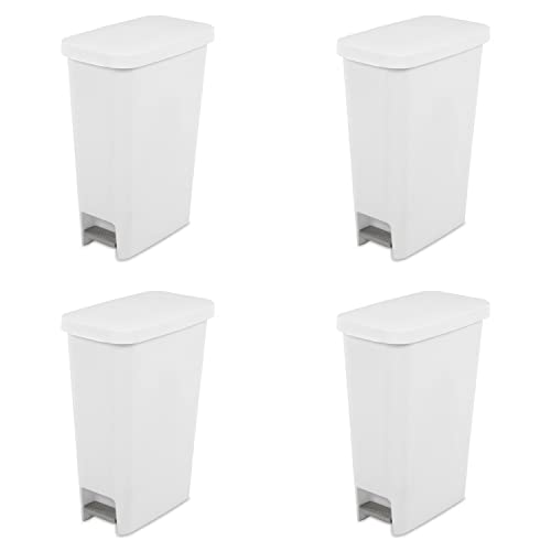 sterilite-11-gallon-slim-step-on-wastebasket-with-lid-hands-free-space-saving-tr image 5