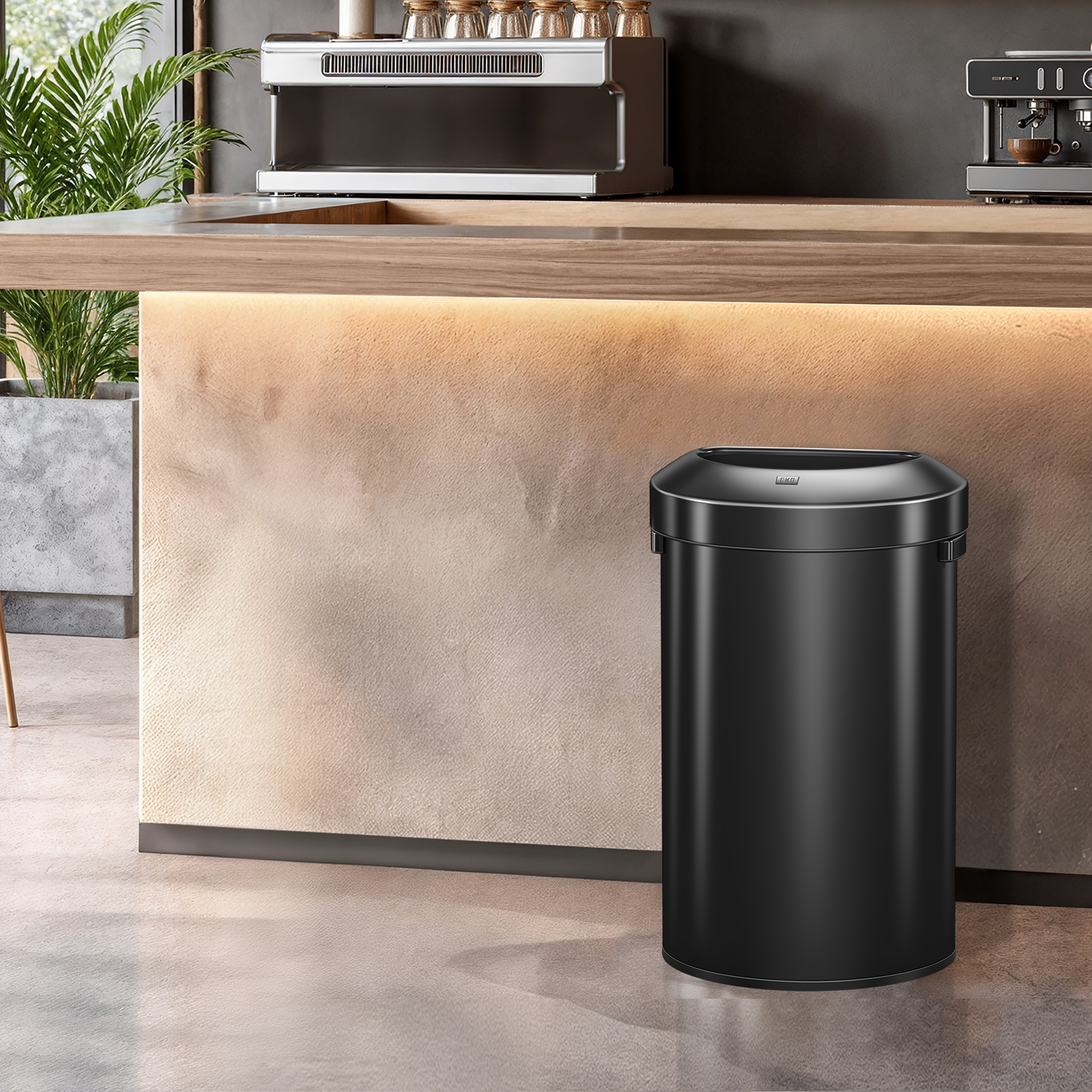 eko-urban-semi-round-open-top-can-commercial-grade-60l-16-gal-matte-black image 2