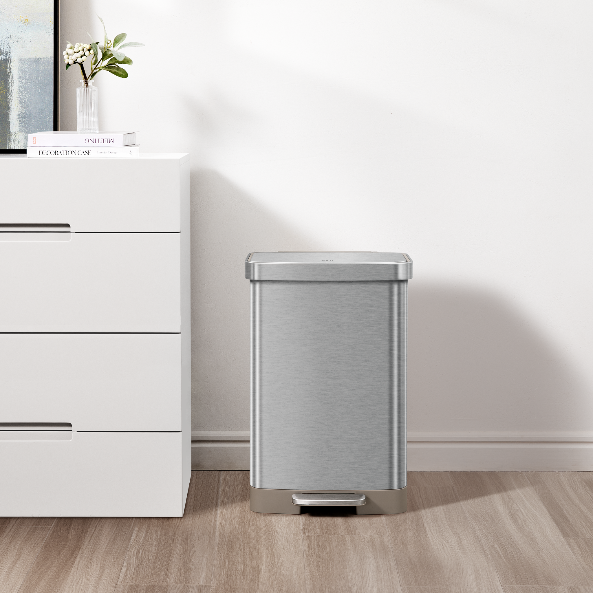 eko-hudson-50-liter-13-gallon-step-can-with-bag-compartment-matte-stainless-stee image 2