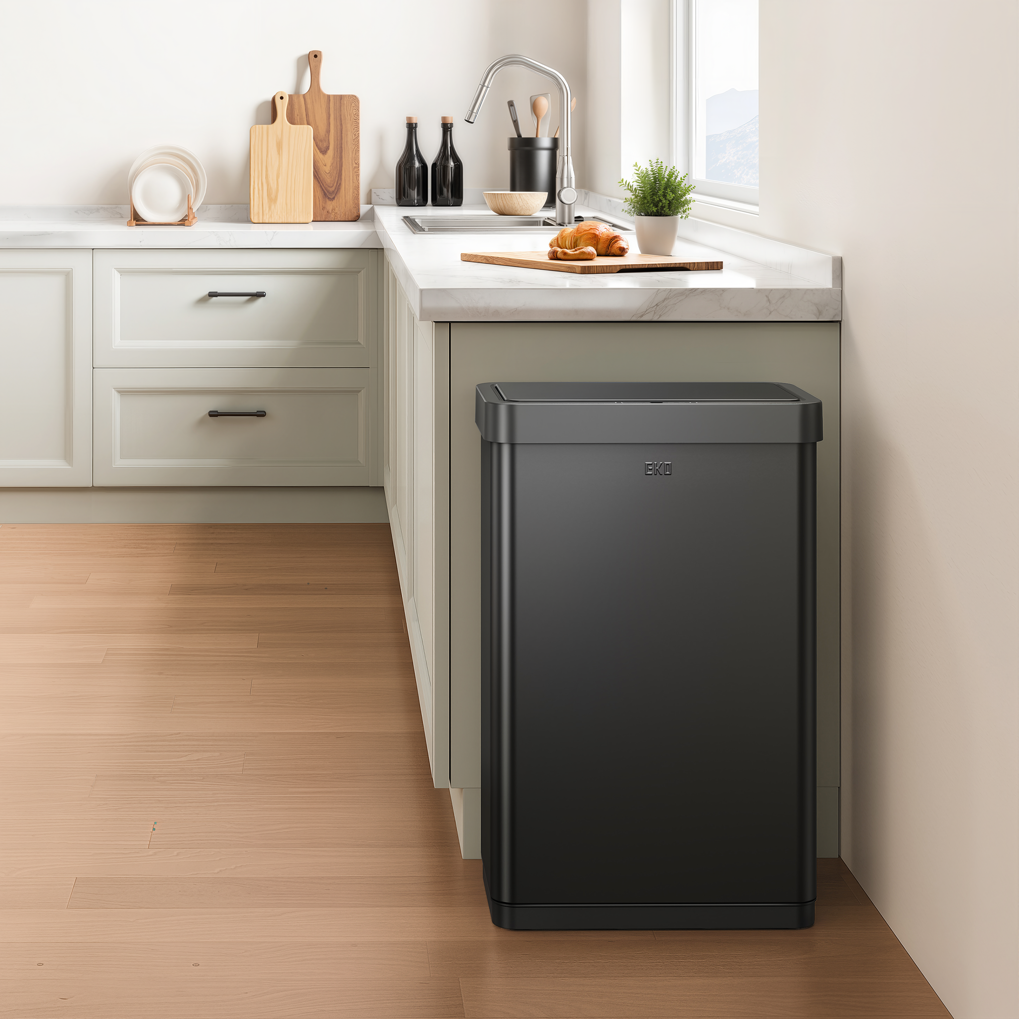 eko-mirage-x-80-liter-21-1-gallon-motion-sensor-trash-can-matte-black-anti-finge image 2