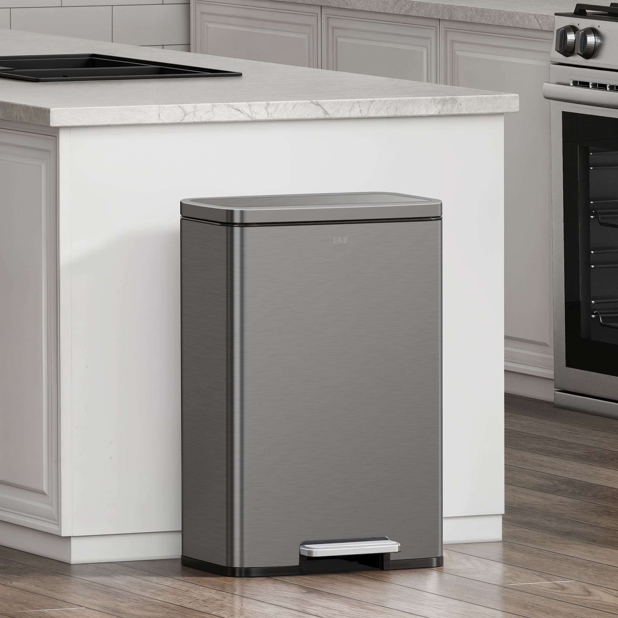 eko-madison-gunmetal-steel-50l-13-2-gal-step-trash-can-with-inner-liner-fingerpr image 2