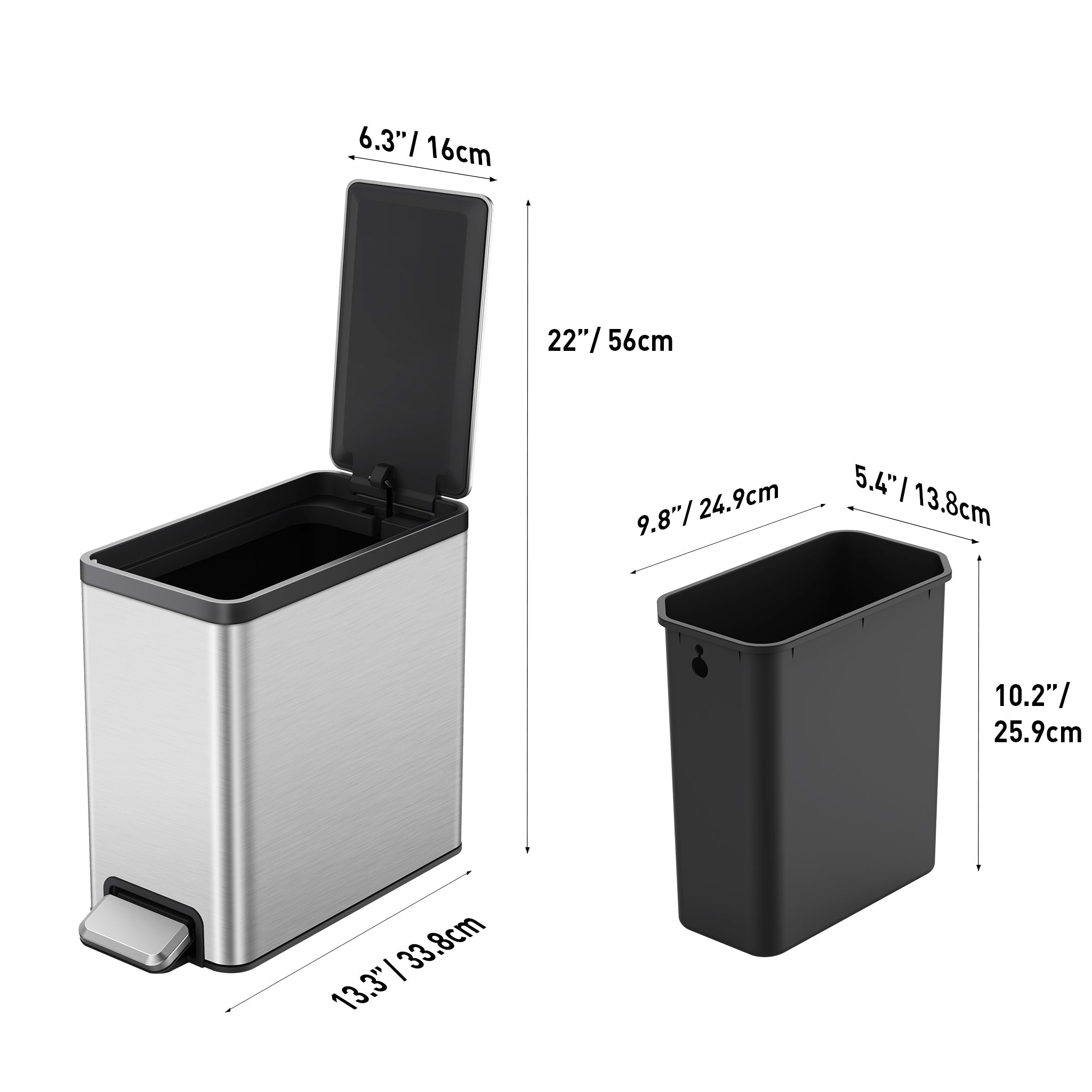 eko-ecocasa-ii-slim-step-trash-can-2-pack-6l-1-6-gal-each-with-fingerprint-resis image 5