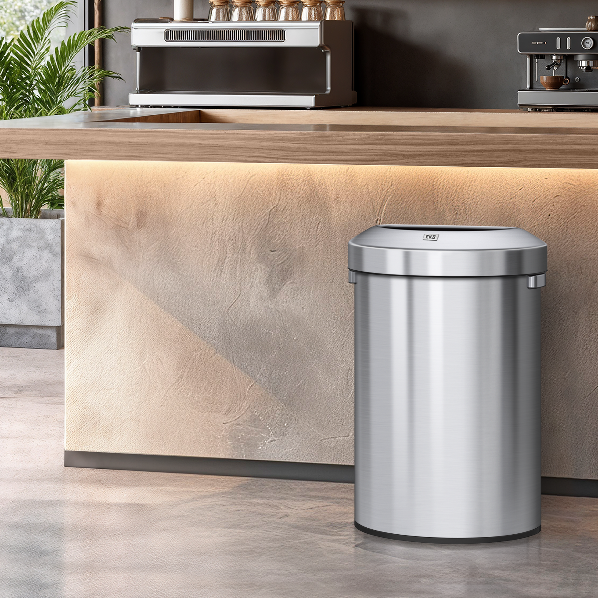 eko-urban-21-gallon-80l-semi-round-open-top-waste-bin-brushed-stainless-steel-co image 2